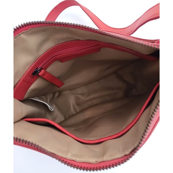 Lucky Brand Dk Orange Pebbled Leather Flap Front Shoulder Bag Adj Strap Zip Top - Picture 11 of 12